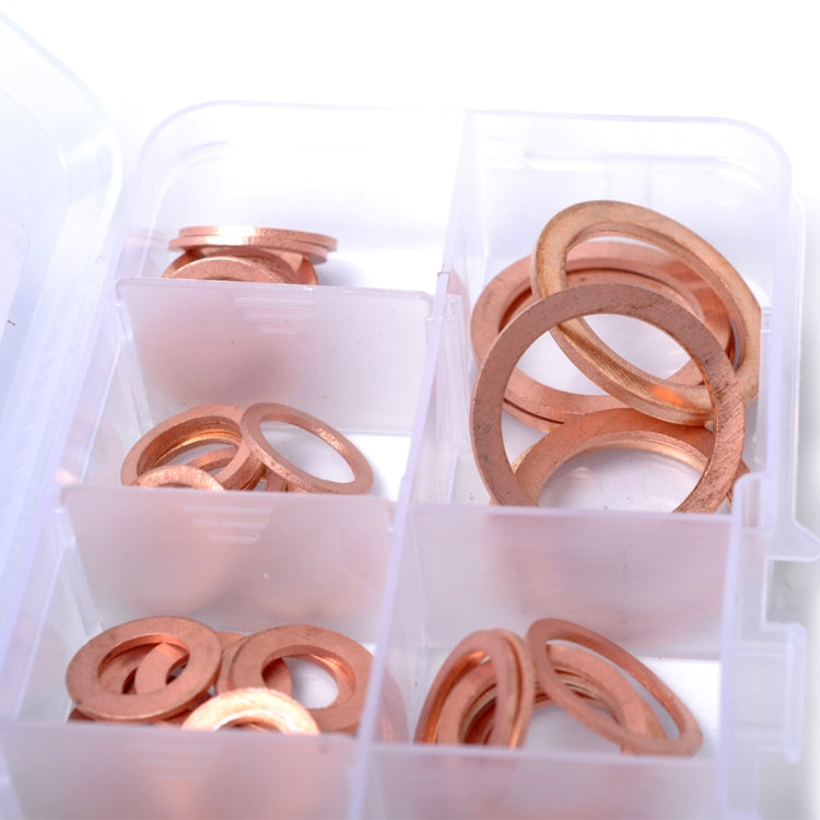 80 PCS O Shape Solid Copper Crush Washers Assorted Oil Seal Flat Ring Kit for Car / Boat  / Generators - In Car by buy2fix | Online Shopping UK | buy2fix