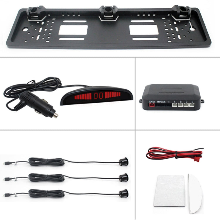 PZ300L-W Wireless Europe Car License Plate Frame Parking Sensors Reversing Radar with 3 Radar Detector - In Car by buy2fix | Online Shopping UK | buy2fix