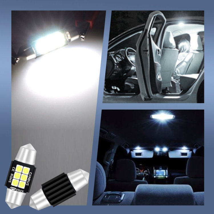 2 PCS 31mm DC12V-24V 3W 6000K 660LM 6LEDs SMD-3030 Car Reading Lamp / License Plate Light - In Car by buy2fix | Online Shopping UK | buy2fix