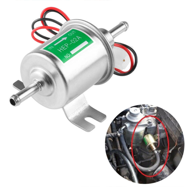 HEP-02A Universal Car 12V Fuel Pump Inline Low Pressure Electric Fuel Pump (Silver) - In Car by buy2fix | Online Shopping UK | buy2fix