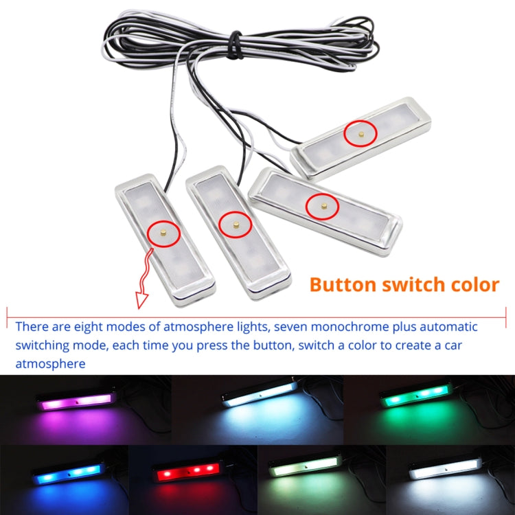 4 PCS Universal Car Colorful LED Inner Handle Light Atmosphere Lights Decorative Lamp DC12V / 0.5W Cable Length: 70cm (Colour) - Atmosphere lights by buy2fix | Online Shopping UK | buy2fix