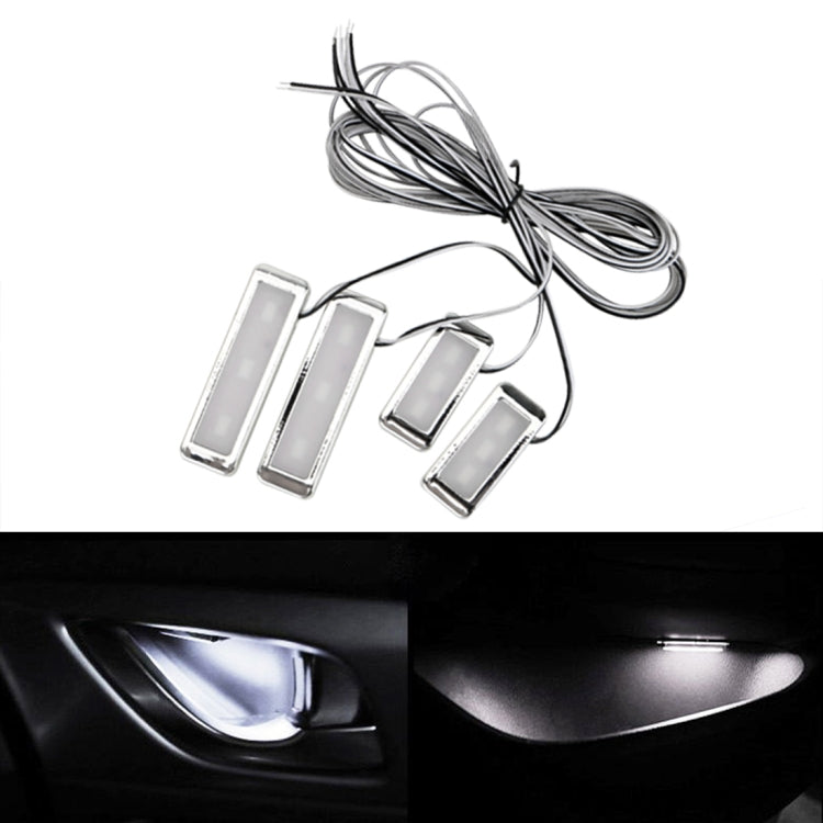 4 PCS Universal Car LED Inner Handle Light Atmosphere Lights Decorative Lamp DC12V / 0.5W Cable Length: 75cm (White Light) - Atmosphere lights by buy2fix | Online Shopping UK | buy2fix