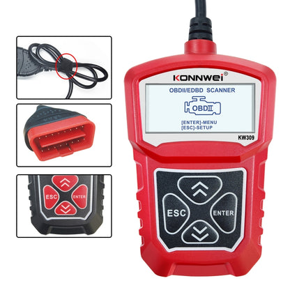 KONNWEI KW309 V309 V310 MS309 Code Reader OBD2 Scanner Diagnostic Tool(Red) - In Car by KONNWEI | Online Shopping UK | buy2fix