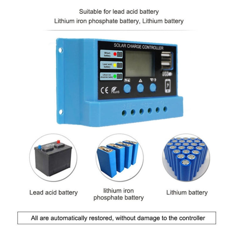 30A Solar Charge Controller 12V / 24V Lithium Lead-Acid Battery Charge Discharge PV Controller, with Indicator Light - In Car by buy2fix | Online Shopping UK | buy2fix