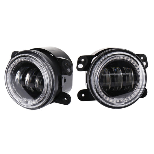 2 PCS DC12V-30V / 30W / 3A / 1440LM 12LEDs  4 inch Car LED Colorful Fog Light, Style: Black Background(White Light) - In Car by buy2fix | Online Shopping UK | buy2fix