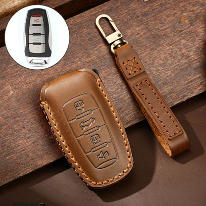 Hallmo Car Cowhide Leather Key Protective Cover Key Case for Haval H6(Brown) - Car Key Cases by Hallmo | Online Shopping UK | buy2fix