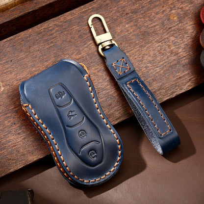 Hallmo Car Cowhide Leather Key Protective Cover Key Case for Geely Emgrand A Style(Blue) -  by Hallmo | Online Shopping UK | buy2fix