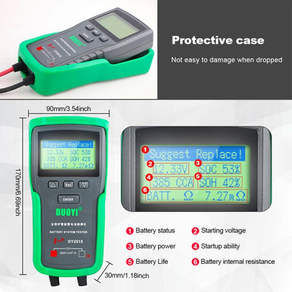DUOYI DY2015 Car 12V Battery Tester Digital Diagnostic Tools - In Car by buy2fix | Online Shopping UK | buy2fix