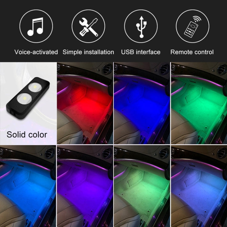 A18 Car Colorful Voice-activated RGB Foot LED Atmosphere Light, Double Light Pure Color Version - In Car by buy2fix | Online Shopping UK | buy2fix