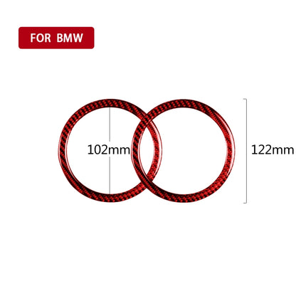 2 PCS Set for BMW 3 Series E90 Carbon Fiber Car Horn Circle Decorative Sticker (Red) - In Car by buy2fix | Online Shopping UK | buy2fix