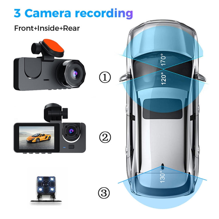 A2 Triple Lens Car Dash Camera Driving Recorder (Black) -  by buy2fix | Online Shopping UK | buy2fix