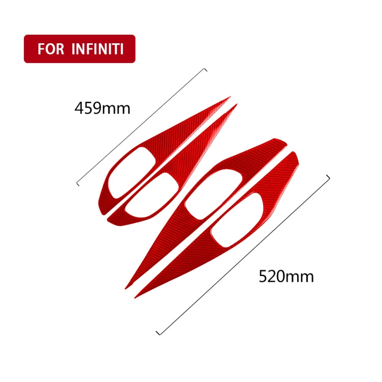 Car Carbon Fiber A Style Door Handle Panel Decorative Sticker for Infiniti Q50 2014-2020, Left and Right Drive(Red) - In Car by buy2fix | Online Shopping UK | buy2fix