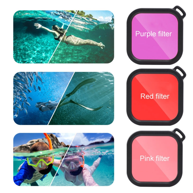 45m Waterproof Case + Touch Back Cover + Color Lens Filter for GoPro HERO8 Black (Purple) - DJI & GoPro Accessories by buy2fix | Online Shopping UK | buy2fix