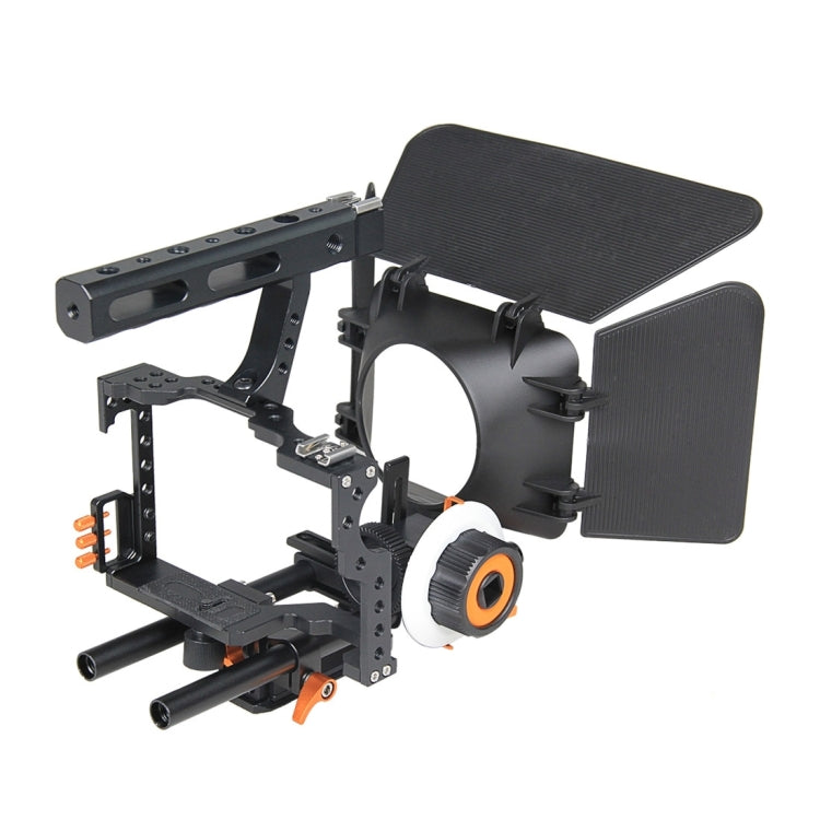 YELANGU YLG1105A A7 Cage Set Include Video Camera Cage Stabilizer / Follow Focus / Matte Box for Sony GH4 / A7S / A7 / A7R / A72 / A7RII / A7SII / A6000 / A6500 / A6300 / A7R3 / A7S3 / A7R4  (Orange) - Camera Accessories by YELANGU | Online Shopping UK | buy2fix