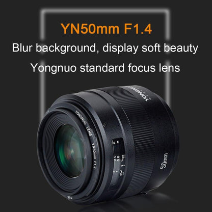 YONGNUO YN50MM F1.4C F1.4 Lens Large Aperture Auto Focus Lens for Canon(Black) - Auxiliary Lens by YONGNUO | Online Shopping UK | buy2fix