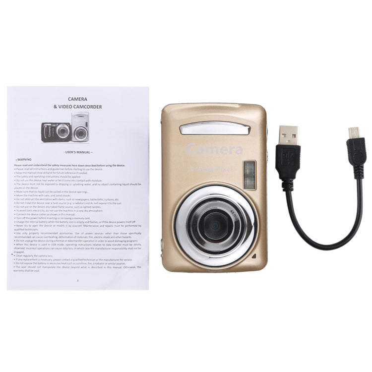 1280x720P HD 4X Digital Zoom 16.0 MP Digital Video Camera Recorder with 2.4 inch TFT Screen(Gold) - Consumer Electronics by buy2fix | Online Shopping UK | buy2fix