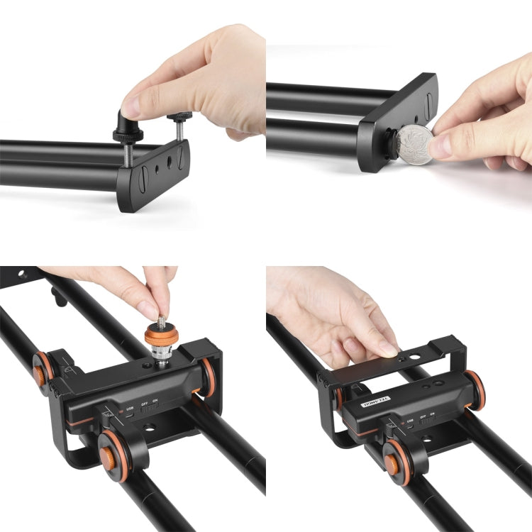 YELANGU L4X-BE YLG1817A 60cm Aluminum Alloy Splicing Slide Rail Track + 3-Wheel Video Pulley Rolling Dolly Car for SLR Cameras / Video Cameras - Camera Slider by YELANGU | Online Shopping UK | buy2fix