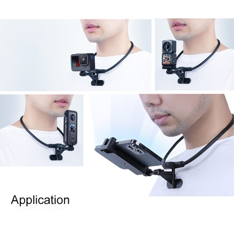 Hands Free Lazy Wearable Neck Camera Phone Holder with Phone Clamp, Extended Version(Black) - DJI & GoPro Accessories by buy2fix | Online Shopping UK | buy2fix