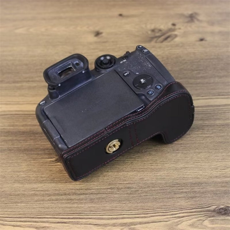 For Canon EOS R7 1/4 inch Thread PU Leather Camera Half Case Base (Coffee) - Camera Accessories by buy2fix | Online Shopping UK | buy2fix