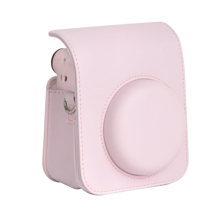 For FUJIFILM instax mini 12 Full Body Leather Case Camera Bag with Strap (Pink) - Leather Bag by buy2fix | Online Shopping UK | buy2fix