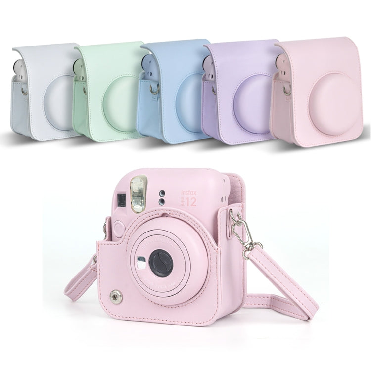 For FUJIFILM instax mini 12 Full Body Leather Case Camera Bag with Strap (Pink) - Leather Bag by buy2fix | Online Shopping UK | buy2fix