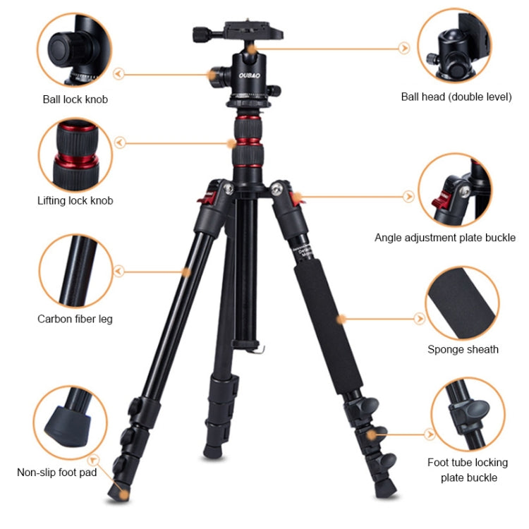 TRIOPO Oubao A-208S Adjustable Portable  Aluminum Alloy Tripod with Ball Head for SLR Camera - Camera Accessories by TRIOPO | Online Shopping UK | buy2fix