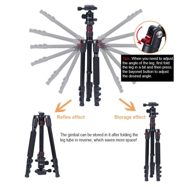 TRIOPO Oubao A-208S Adjustable Portable  Aluminum Alloy Tripod with Ball Head for SLR Camera - Camera Accessories by TRIOPO | Online Shopping UK | buy2fix