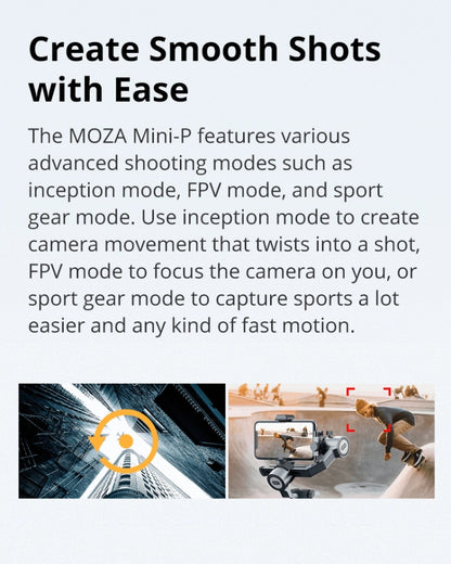 MOZA Mini-P 3 Axis Handheld Gimbal Stabilizer for Action Camera and Smart Phone(Black) - Camera Accessories by MOZA | Online Shopping UK | buy2fix