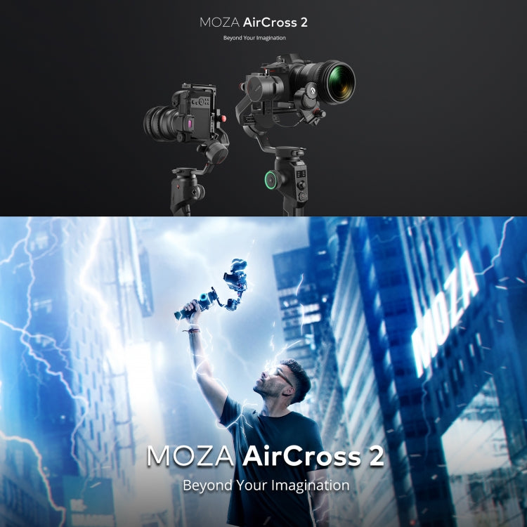 MOZA AirCross 2 Professional 3 Axis Handheld Gimbal Stabilizer with Phone Clamp + Quick Release Plate for DSLR Camera and Smart Phone, Load: 3.2kg(Black) - Handheld Stabilizer by MOZA | Online Shopping UK | buy2fix