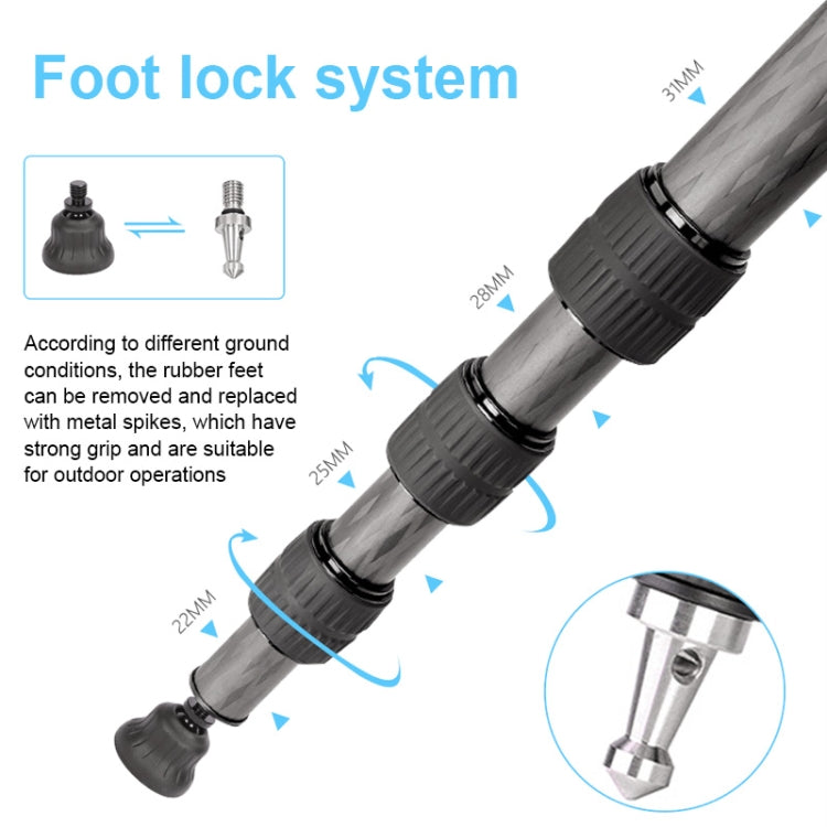 TRIOPO GS2808 Camcorder Photography No Axial Carbon Fiber Tripod Mount Holder with Ball Head, Load: 15KG - Tripods by TRIOPO | Online Shopping UK | buy2fix