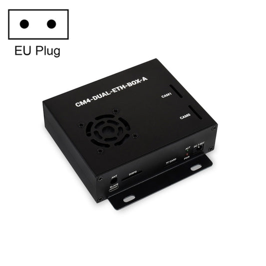 Waveshare Dual Gigabit Ethernet Mini-Computer with Metal Case & Cooling Fan for Raspberry Pi CM4(EU Plug) - Mini PC Accessories by WAVESHARE | Online Shopping UK | buy2fix