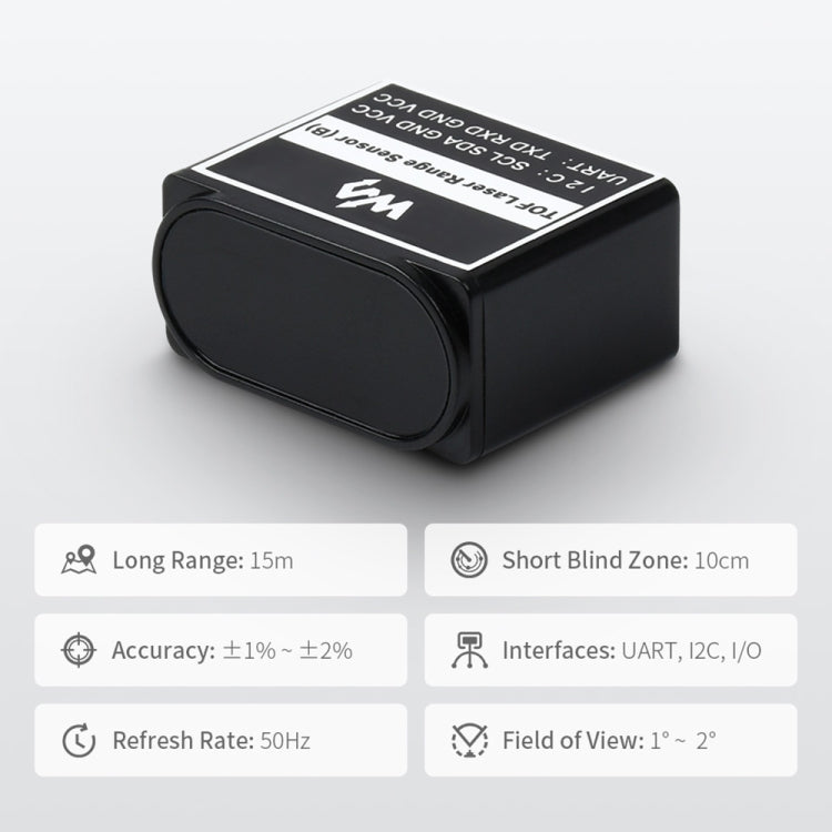 Waveshare TOF Laser Range Sensor (B), UART / I2C Bus (Black) - Modules Expansions Accessories by WAVESHARE | Online Shopping UK | buy2fix