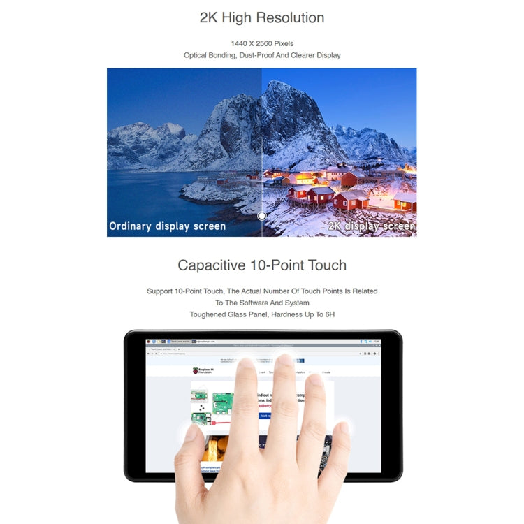 Waveshare 5.5 inch 1440 x 2560 2K Capacitive Touch LCD Display IPS Screen for Raspberry Pi , HDMI Interface - Consumer Electronics by WAVESHARE | Online Shopping UK | buy2fix