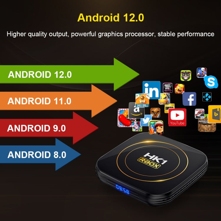 HK1 RBOX-H8S 4K Ultra HD Android 12.0 Smart TV Box with Remote Control, Allwinner H618 Quad-Core, 4GB+32GB(US Plug) - Amlogic S905 by buy2fix | Online Shopping UK | buy2fix