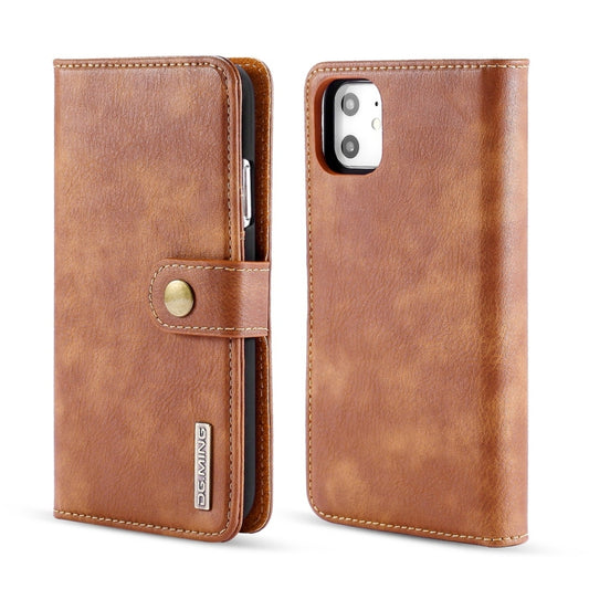 For iPhone 11 DG.MING Crazy Horse Texture Flip Detachable Magnetic Leather Case with Holder & Card Slots & Wallet (Brown) - iPhone 11 Cases by DG.MING | Online Shopping UK | buy2fix