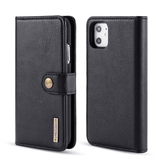 For iPhone 11 DG.MING Crazy Horse Texture Flip Detachable Magnetic Leather Case with Holder & Card Slots & Wallet (Black) - iPhone 11 Cases by DG.MING | Online Shopping UK | buy2fix