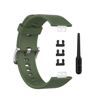 For Huawei Watch Fit Silicone  Watch Band with Stainless Steel Buckle(Dark Green) - Smart Wear by buy2fix | Online Shopping UK | buy2fix