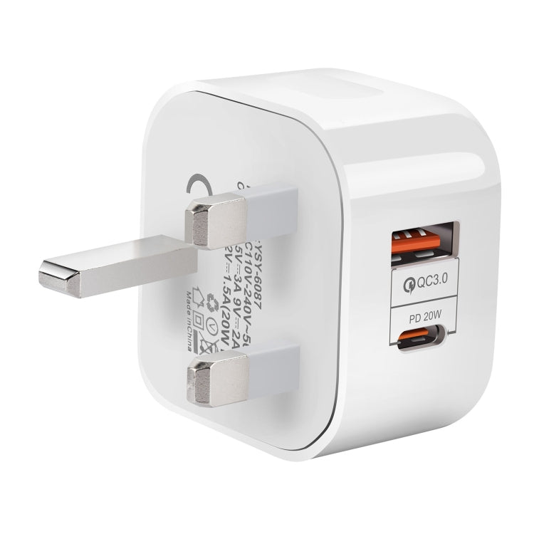 YSY-6087 20W PD + QC 3.0 Dual Ports Travel Charger Power Adapter, UK Plug - Apple Accessories by buy2fix | Online Shopping UK | buy2fix