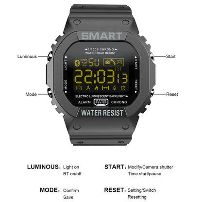 Lokmat MK22 1.21 inch FSTN LCD Screen 50m Waterproof Smart Watch, Support Information Reminder / Remote Camera / Sport Record(Black) - Smart Wear by Lokmat | Online Shopping UK | buy2fix