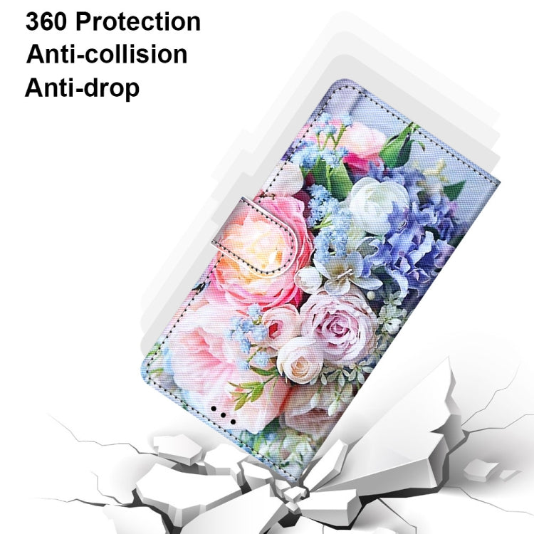 For Xiaomi Redmi 9A Coloured Drawing Cross Texture Horizontal Flip PU Leather Case with Holder & Card Slots & Wallet & Lanyard(Light Pink Bouquet) - Xiaomi Cases by buy2fix | Online Shopping UK | buy2fix