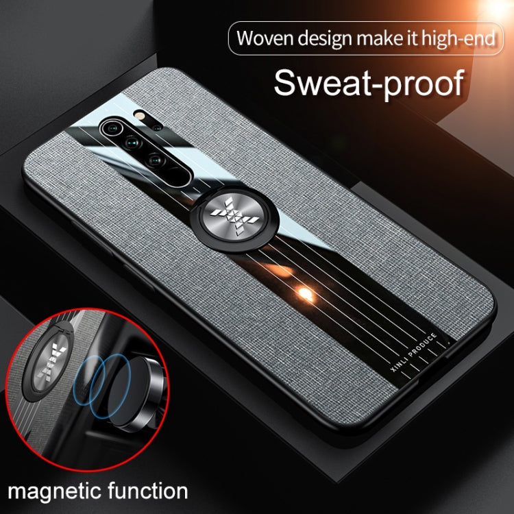 For Xiaomi Redmi Note 8 Pro XINLI Stitching Cloth Texture Shockproof TPU Protective Case with Ring Holder(Gray) - Xiaomi Cases by XINLI | Online Shopping UK | buy2fix