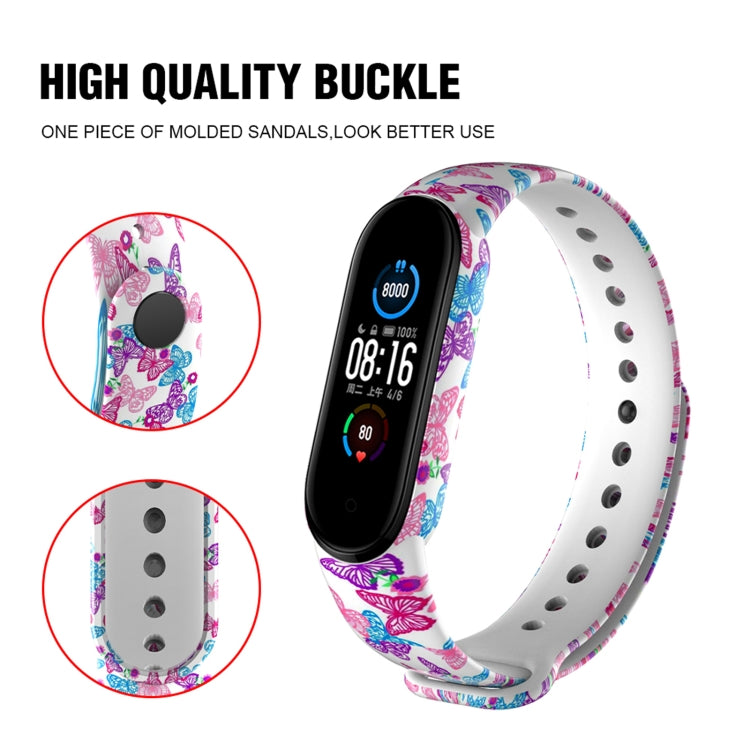 For Xiaomi Mi Band 6 (CA8856) Colored Drawing Silicone Watch Band(Peacock) - Smart Wear by buy2fix | Online Shopping UK | buy2fix