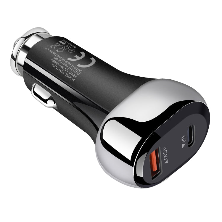 YSY-312PD QC3.0 USB + PD 18W USB-C / Type-C Dual Ports Fast Charging Car Charger(Black) - Car Charger by buy2fix | Online Shopping UK | buy2fix
