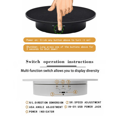 20cm USB Electric Rotating Turntable Display Stand Video Shooting Props Turntable for Photography, Load: 8kg(Black Base Black Velvet) - Camera Accessories by buy2fix | Online Shopping UK | buy2fix