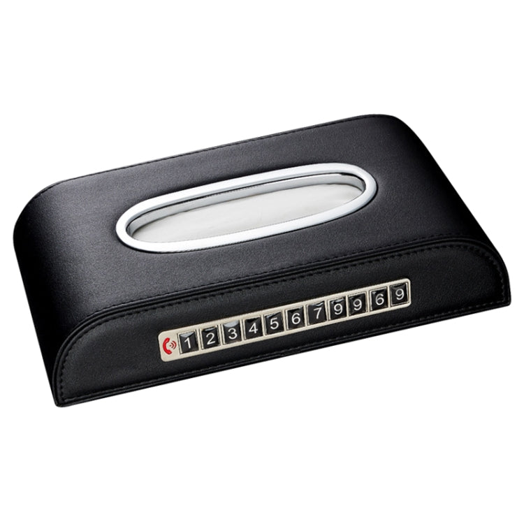 Universal Car Tissue Box with Temporary Parking Phone Number Card(Black) - In Car by buy2fix | Online Shopping UK | buy2fix