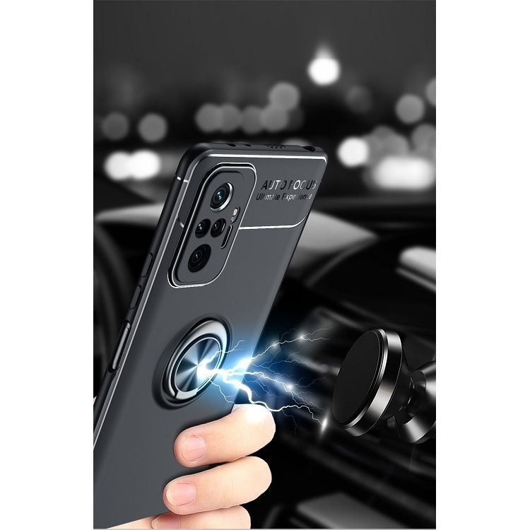 For Xiaomi Redmi Note 10 Pro Metal Ring Holder 360 Degree Rotating TPU Case(Black+Blue) - Xiaomi Cases by buy2fix | Online Shopping UK | buy2fix