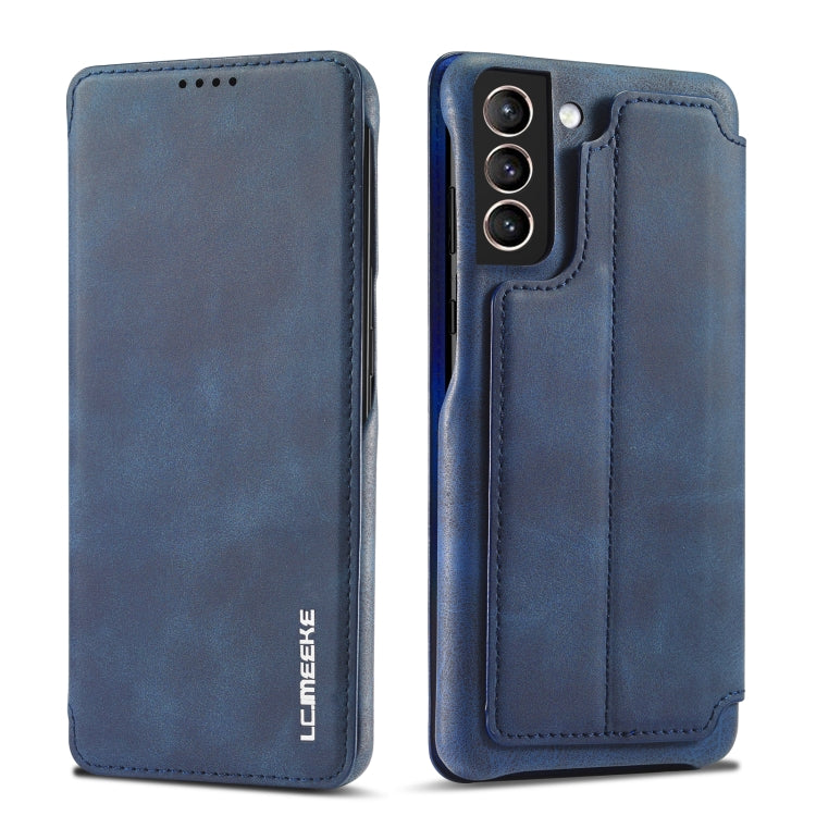 For Samsung Galaxy S21 FE LC.IMEEKE Hon Ancient Series Horizontal Flip Leather Case with Holder & Card Slot(Blue) - Galaxy Phone Cases by LC.IMEEKE | Online Shopping UK | buy2fix