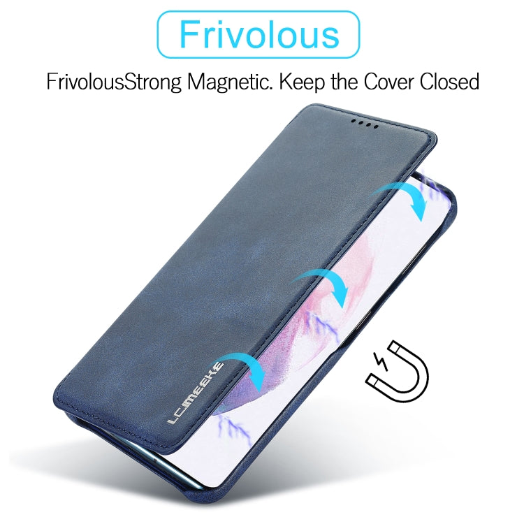 For Samsung Galaxy S21 FE LC.IMEEKE Hon Ancient Series Horizontal Flip Leather Case with Holder & Card Slot(Blue) - Galaxy Phone Cases by LC.IMEEKE | Online Shopping UK | buy2fix