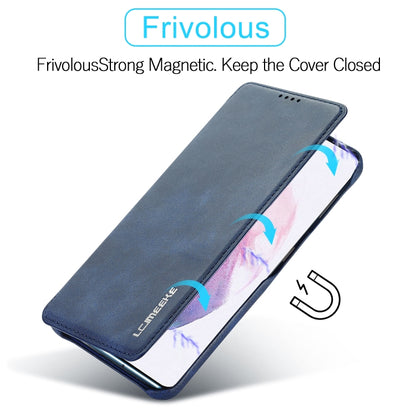 For Samsung Galaxy S21 FE LC.IMEEKE Hon Ancient Series Horizontal Flip Leather Case with Holder & Card Slot(Blue) - Galaxy Phone Cases by LC.IMEEKE | Online Shopping UK | buy2fix