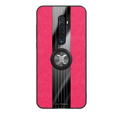 For OPPO Reno 2 XINLI Stitching Cloth Textue Shockproof TPU Protective Case with Ring Holder(Red) - OPPO Cases by XINLI | Online Shopping UK | buy2fix